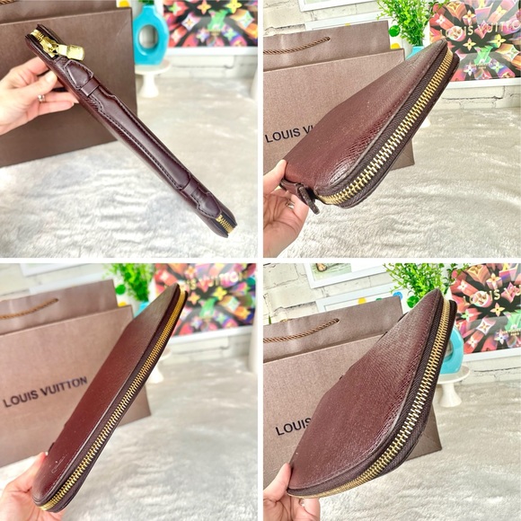 Louis Vuitton Maroon Taiga Leather Clutch Hand Bag Wallet - Picture 3 of 14